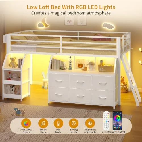 BTHFST Low Loft Bed Twin Size with Storage, photograph 4 of 9 published for this piece