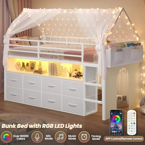 BTHFST Low Loft Bed Twin Size with 8 Storage, photograph 4 of 8 published for this piece