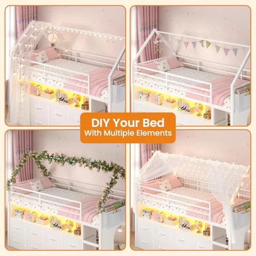 BTHFST Low Loft Bed Twin Size with 8 Storage, photograph 5 of 8 published for this piece