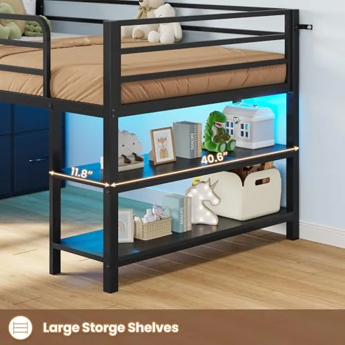 BTHFST Low Loft Bed Twin Size with 6 Storage, photograph 6 of 8 published for this piece