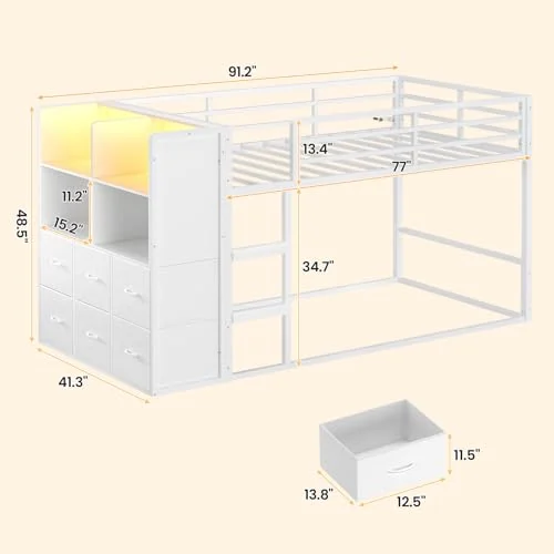 BTHFST Low Twin Over Twin Bunk Bed with 6, photograph 2 of 9 published for this piece