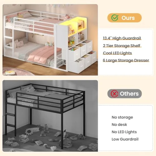 BTHFST Low Twin Over Twin Bunk Bed with 6, photograph 9 of 9 published for this piece