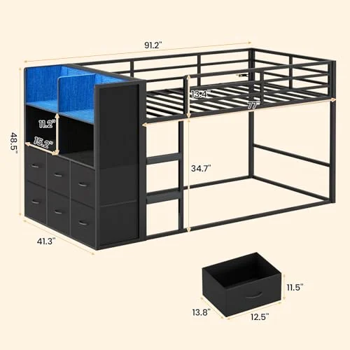 BTHFST Low Twin Over Twin Bunk Bed with 6, photograph 2 of 9 published for this piece