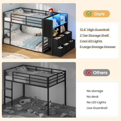 BTHFST Low Twin Over Twin Bunk Bed with 6, photograph 8 of 9 published for this piece
