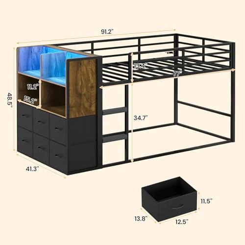 BTHFST Low Twin Over Twin Bunk Bed with 6, photograph 2 of 9 published for this piece