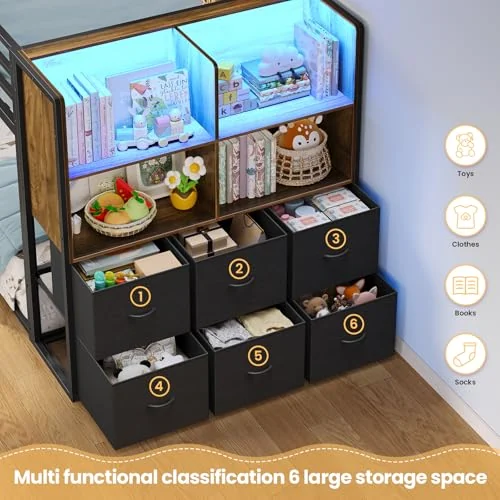 BTHFST Low Twin Over Twin Bunk Bed with 6, photograph 3 of 9 published for this piece