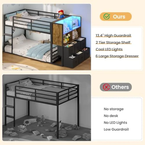 BTHFST Low Twin Over Twin Bunk Bed with 6, photograph 8 of 9 published for this piece