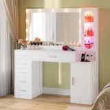BTHFST Makeup Vanity Desk with Large 31.5″ Mirror and, white, product photo