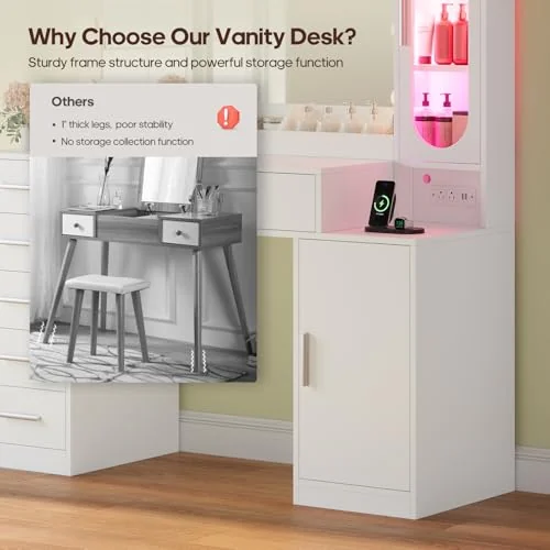 BTHFST Makeup Vanity Desk with Large 31.5″ Mirror and, photograph 5 of 9 published for this piece