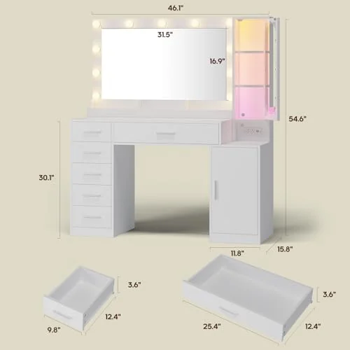BTHFST Makeup Vanity Desk with Large 31.5″ Mirror and, photograph 6 of 9 published for this piece