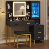BTHFST Makeup Vanity with Upholstered Stool & Charging Station, photograph 8 of 9 published for this piece
