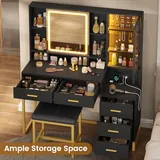 BTHFST Makeup Vanity with Upholstered Stool & Charging Station, photograph 9 of 9 published for this piece
