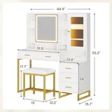 BTHFST Makeup Vanity with Upholstered Stool & Charging Station, photograph 7 of 9 published for this piece
