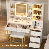 BTHFST Makeup Vanity with Upholstered Stool & Charging Station, photograph 8 of 9 published for this piece