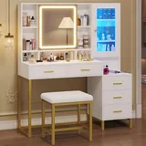 BTHFST Makeup Vanity with Upholstered Stool & Charging Station, photograph 9 of 9 published for this piece