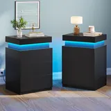BTHFST Modern LED Black Nightstands Set of 2, black, product photo