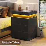 BTHFST Modern LED Black Nightstands Set of 2, photograph 5 of 9 published for this piece