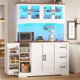 BTHFST Pantry Cabinet with Charging Station, white, product photo