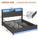 BTHFST Queen Bed Frame with 4 Drawers, photograph 2 of 8 published for this piece