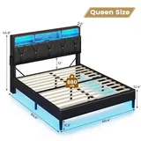 BTHFST Queen Bed Frame with LED Lights & Charging, photograph 2 of 7 published for this piece