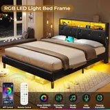 BTHFST Queen Bed Frame with LED Lights & Charging, photograph 4 of 7 published for this piece