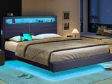 BTHFST Queen Floating Bed Frame with RGB LED Lights, photograph 3 of 8 published for this piece