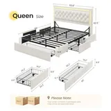 BTHFST Queen Size Bed Frame with 5 Storage Drawers, photograph 2 of 9 published for this piece