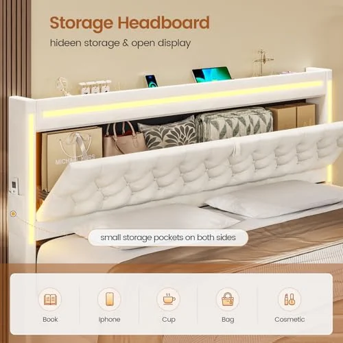BTHFST Queen Size Bed Frame with 5 Storage Drawers, photograph 4 of 9 published for this piece