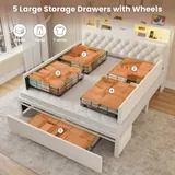 BTHFST Queen Size Bed Frame with 5 Storage Drawers, photograph 3 of 8 published for this piece
