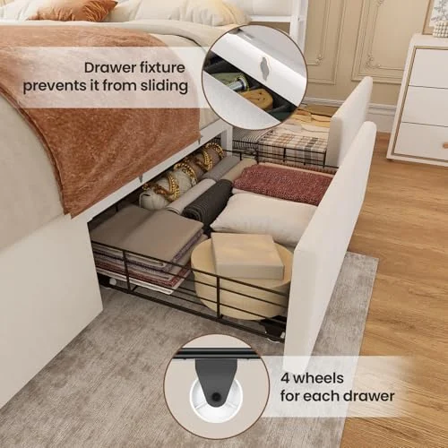 BTHFST Queen Size Bed Frame with 5 Storage Drawers, photograph 4 of 8 published for this piece