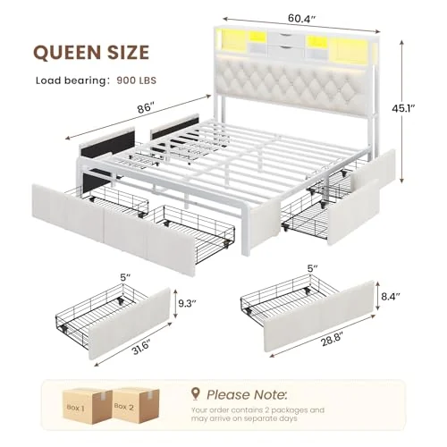 BTHFST Queen Size Bed Frame with 6 Storage Drawers, photograph 2 of 8 published for this piece