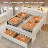 BTHFST Queen Size Bed Frame with 6 Storage Drawers, photograph 3 of 8 published for this piece