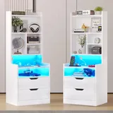 BTHFST Tall Nightstand Set of 2, white, product photo