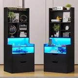 BTHFST Tall Nightstand Set of 2, black, product photo