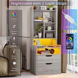 BTHFST Tall Nightstand with Charging Station and LED Lights, photograph 3 of 9 published for this piece