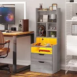 BTHFST Tall Nightstand with Charging Station and LED Lights, photograph 8 of 9 published for this piece