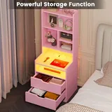 BTHFST Tall Nightstand with Charging Station & LED Lights, photograph 4 of 8 published for this piece
