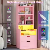 BTHFST Tall Nightstand with Charging Station & LED Lights, photograph 5 of 8 published for this piece