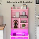 BTHFST Tall Nightstand with Charging Station & LED Lights, photograph 6 of 8 published for this piece