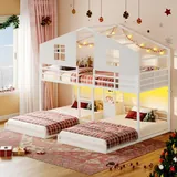 BTHFST Triple Bunk Bed Twin Over Twin, white, product photo