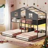 BTHFST Triple Bunk Bed Twin Over Twin, black, product photo