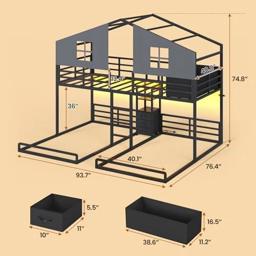 BTHFST Triple Bunk Bed Twin Over Twin, photograph 2 of 9 published for this piece