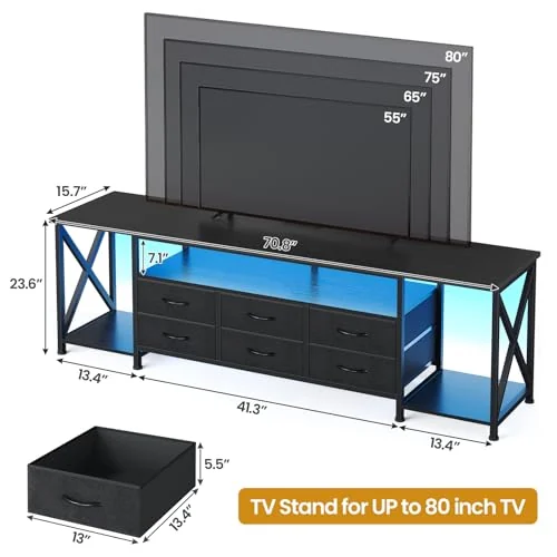 BTHFST TV Stand with LED Lights & Power Outlets, photograph 2 of 9 published for this piece