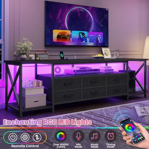 BTHFST TV Stand with LED Lights & Power Outlets, photograph 3 of 9 published for this piece