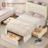 BTHFST Twin Bed Frame with 3 Storage Drawers, photograph 3 of 8 published for this piece