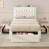 BTHFST Twin Bed Frame with 3 Storage Drawers, photograph 7 of 8 published for this piece