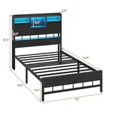 BTHFST Twin Bed Frame with Storage Headboard, photograph 2 of 8 published for this piece