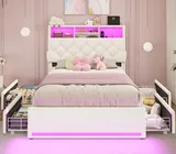 BTHFST Twin Bed Frames with Storage Headboard, photograph 8 of 8 published for this piece