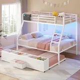 BTHFST Twin Over Full Bunk Bed with Trundle, white, product photo