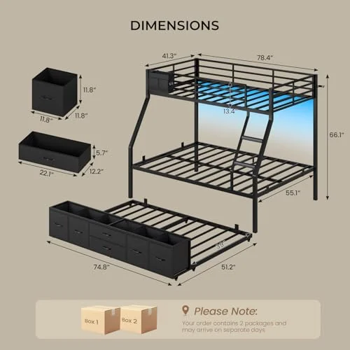 BTHFST Twin Over Full Bunk Bed with Trundle, photograph 2 of 8 published for this piece
